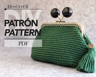 Monedero con PATRÓN de ganchillo. Patrón fácil y básico a crochet para hacer un monedero kiss lock con base rectangular. Proyecto de artesanía de ganchillo DIY