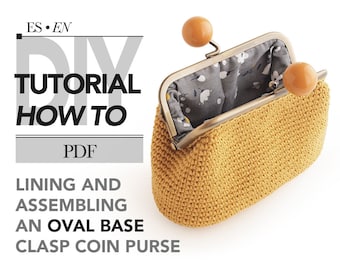 How to LINE an OVAL BASE coin purse tutorial. Easy placing the clasp and lining with fabric a kiss lock purse made with Basimaker patterns