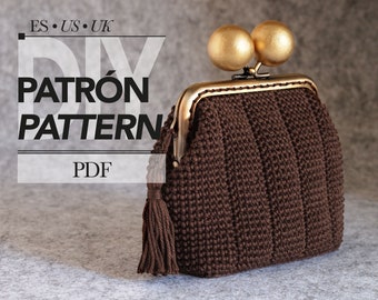 Patrón de crochet de monedero de barra de chocolate, cómo hacer un tutorial de crochet de monedero, proyecto diy de crochet moderno de cierre de monedero, descarga instantánea pdf