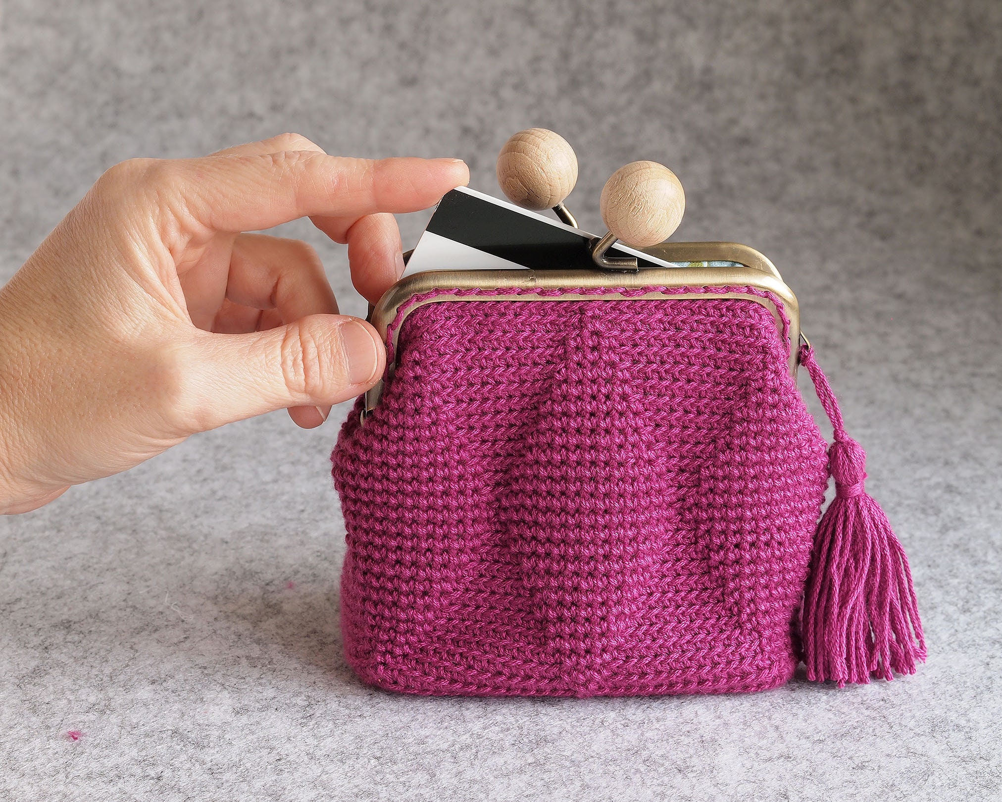 Crochet kiss lock purse PATTERN with instructions for lining Etsy.de