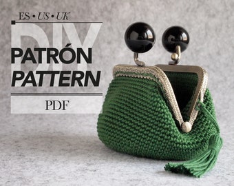 PATRÓN Monedero a crochet, tutorial de crochet en pdf descargable, monedero a crochet con base redonda y cierre tipo candado, diseñado por Basimaker