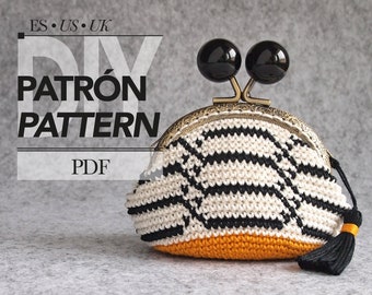 Tapiz crochet PATRON monedero monedero, patrón monedero marco diseño moderno, proyecto diy pdf descargable diseñado por Basimaker