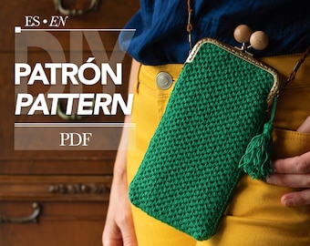 PATRÓN de crochet para bolso de celular, patrón de crochet fácil para principiantes, haz tu propia funda de teléfono moderna con marco, patrón fácilmente escalable