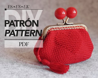 PATRÓN de crochet de bolso con cierre de corazón en relieve. Aprende a crear y tejer tu propio bolso con candado tipo beso. Manualidad de bricolaje fácil de crochet para principiantes.