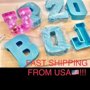 QIIBURR Resin Molds Silicone Large Epoxy Resin Molds Silicone Large  Alphabet Epoxy Resin Mould English Letter Silicone Mold Silicone Resin  Molds Letter Resin Molds 