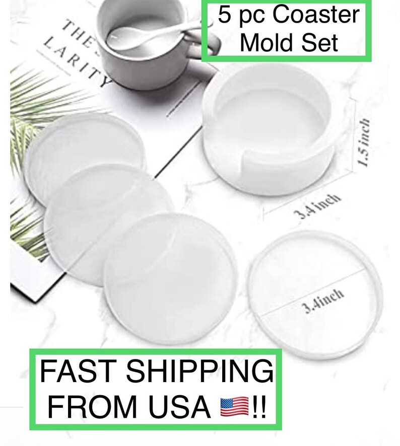 Silicone Molds Coaster and Holder 5 Piece Set Resin Coaster Etsy