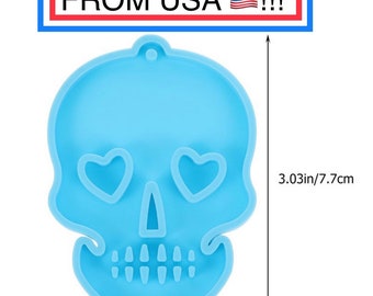 Silicone Sugar Skull Keychain Mold, silicone resin Epoxy molds, resin mold, crafting mold, casting molds,Day of the Dead Skull silicone mold