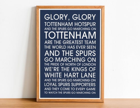 Tottenham Football Song Lyrics Art Print Poster, Tottenham Football poster,  Spurs song chant, Tottenham gift