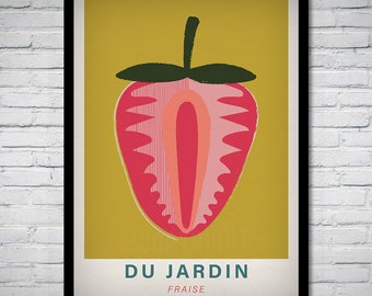 Strawberry Du Jardin Fruit Kitchen Modern Art Print Poster
