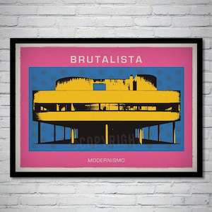 Brutalist Architecture 11 Art Print Poster Villa Savoye Le Corbusier Paris