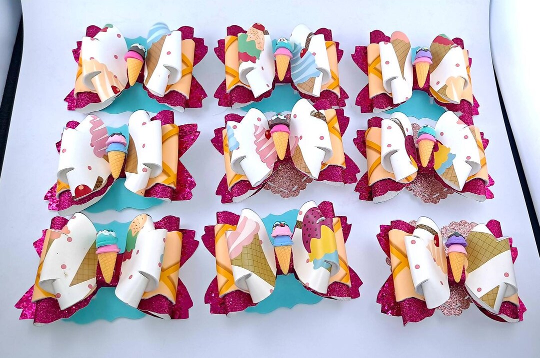 Ice Cream Cone Hair Bow Summer Hair Bow Birthday Hair Bow Etsy