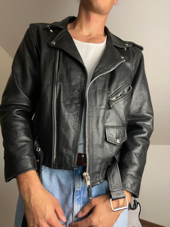 Punk Leather Biker Jacket - Etsy