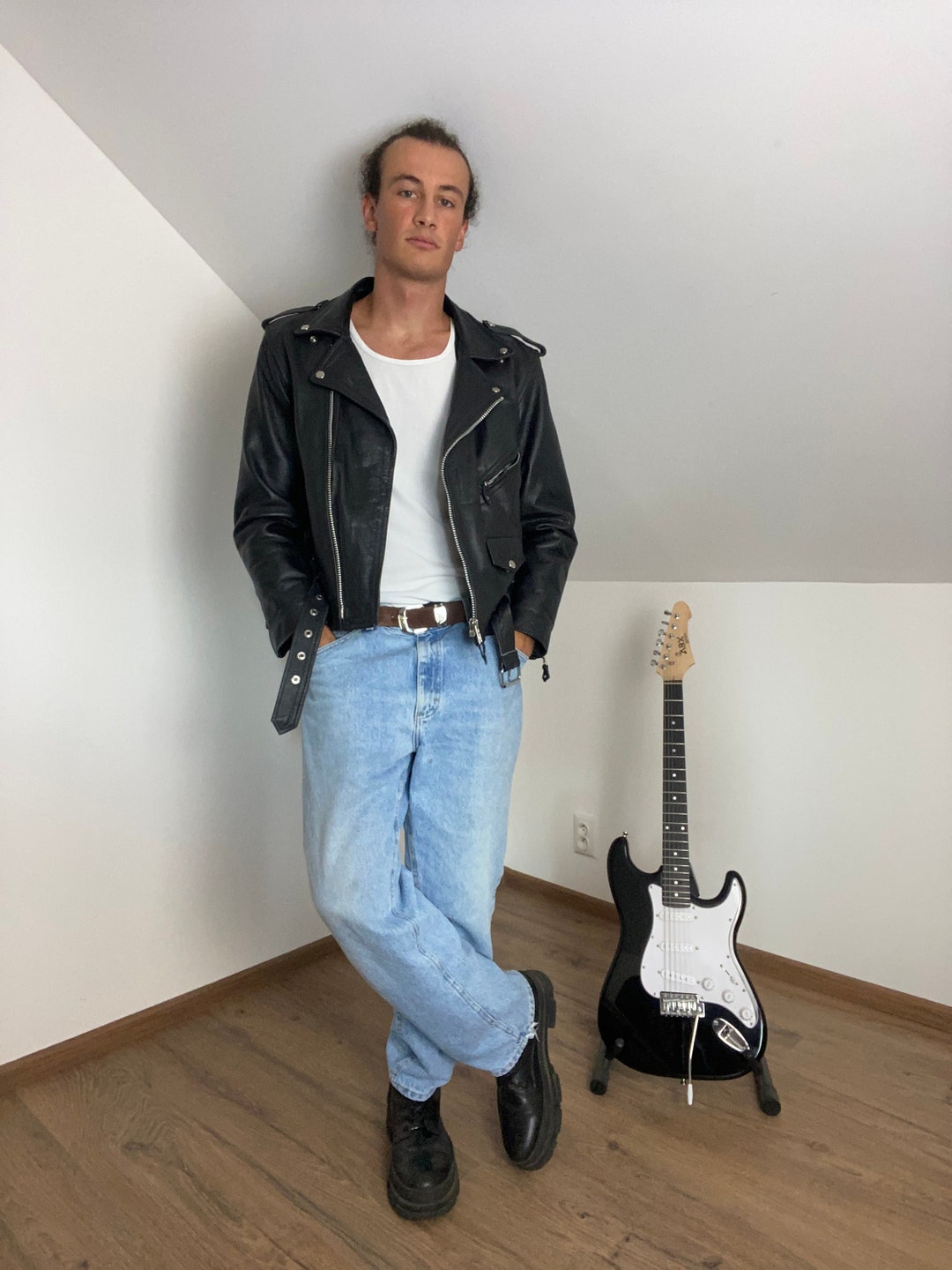 Punk Mens Motorcycle Leather Jacket