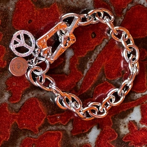 Silver Link Bracelet with toggle and charm