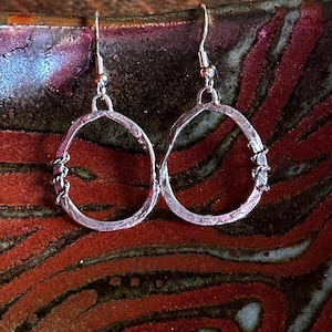 Sterling Silver Artisan Hoop Earrings with Rope Detail