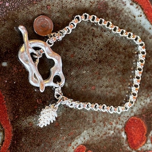 Silver Link Bracelet with toggle and charm