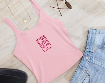 Y2K Game Console Embroidered Rib Tank Gamer Tank