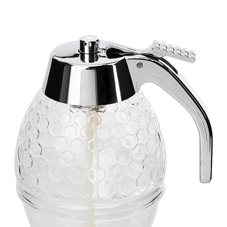 Honey Jar, No Drip Honey or Syrup Dispenser with Stand, Great Gift for Honeybee Lovers!