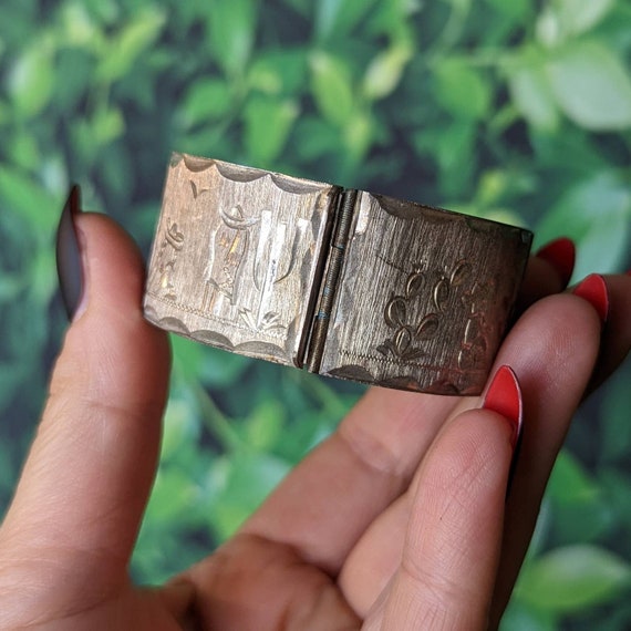 Vintage Sterling Silver Mexican Panel Bracelet- N… - image 3