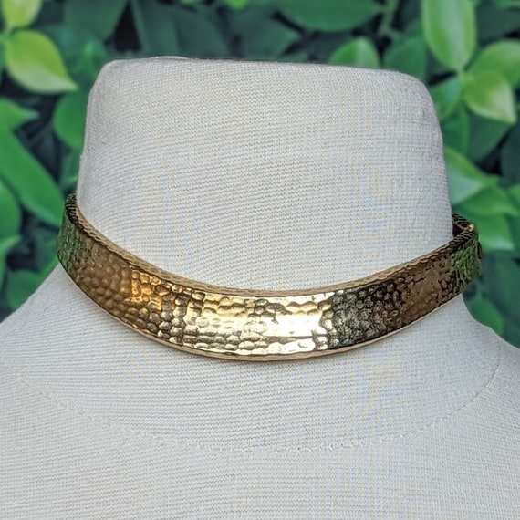 Vintage 1980s Gold Collar Necklace - Structured M… - image 2