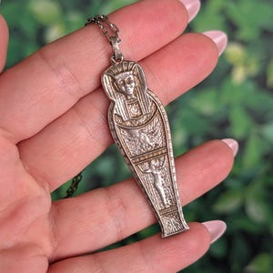 Vintage Sterling Egyptian Pharaoh Necklace 925 Pendant Chain 1970s Egypt Figure