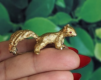 Épingle d'écureuil Monet vintage - Broche animal fantaisie fantaisie dorée avec strass