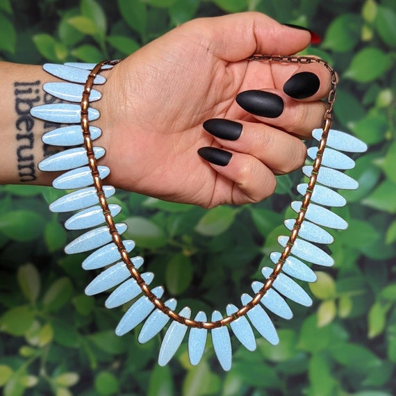 Vintage enamel copper necklace Gem