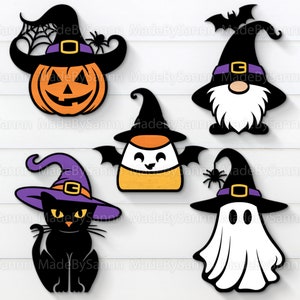 Simpatici ornamenti di Halloween in formato Svg, Halloween in formato SVG, Fantasma in formato Svg, Gnome in formato Svg, File di taglio laser di Halloween, Glowforge in formato Svg, Zucca in formato Svg, Decorazione di Halloween