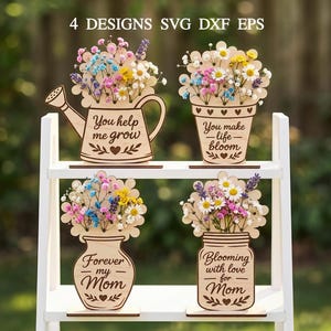 Mother's day Flowers Holder Svg, Flowers Sign Svg, Mothers Day Svg, Flower holder laser file, Mothers Day Gift Glowforge Svg, Laser Cut File