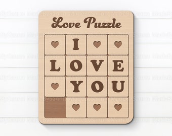Valentines Puzzle Svg, Love Puzzle Svg, Valentine's day gift, Glowforge Svg, Love Svg, Valentines Glowforge Svg, Wooden Puzzle Svg