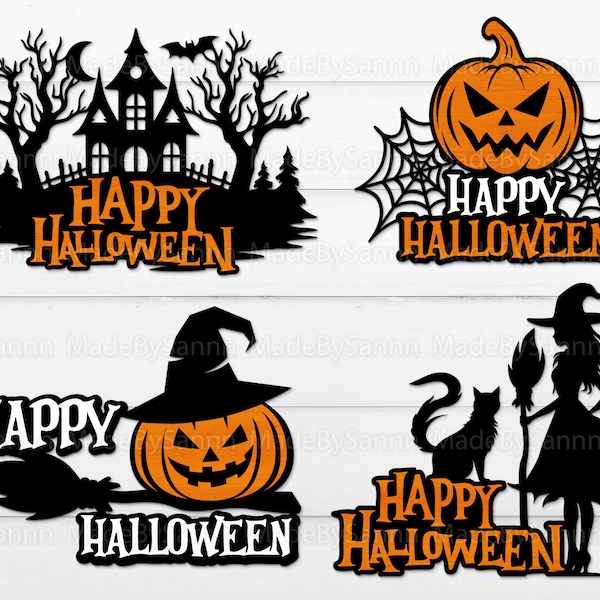 Halloween Door Hanger Bundle Svg, Halloween Welcome Sign Svg, Halloween Pumpkin, Happy Halloween Svg, Halloween Glowforge File, Witch Svg