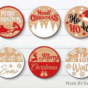 Merry Christmas Door Hanger Bundle SVG, Door Hanger SVG, Christmas Door Round, Christmas cut file, Welcome Sign, Glowforge SVG, Let it Snow