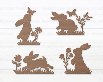 Stehende Hasen SVG, Osterdekoration, Osterhasen SVG, Hasen Regal Sitter SVG, Frühlingsdekor, Glowforge SVG, Laser Cut Datei, Datei für Cricut