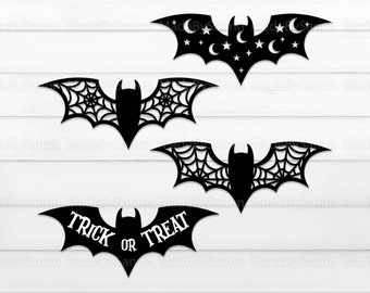 Halloween Bats SVG, Halloween Door Hanger Svg, Halloween Decor, Bat Door Hanger Svg, Bat Trick or Treat, Halloween Svg Bundle, Spooky Svg