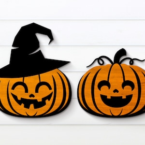 Kürbis Hexenhut SVG, Halloween SVG, Happy Halloween SVG, Kürbis Schnittdatei, Glowforge Laser Cut, Halloween Vektor, Rundes Holzschild, dxf