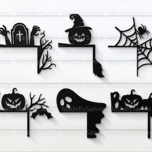 Halloween Door Corner svg, Halloween Door Trim svg, Halloween Home Decor, Halloween Door Hanger svg, Glowforge Halloween svg dxf