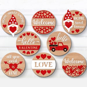 Valentijnsdag deurhanger, Valentijnswelkomstbordbundel, Valentijnslaserbestand, GlowForge SVG, Valentijnsdeurdecoratie, SVG-bestanden voor Cricut
