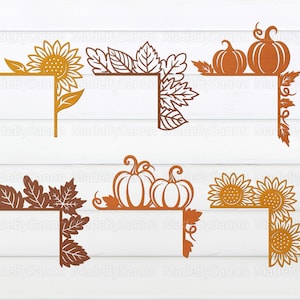 Esquina de puerta de otoño SVG, Decoración de esquina de puerta de otoño Svg, Decoración del hogar de otoño, Hojas de otoño Svg, Calabaza Svg, Glowforge Otoño Svg dxf