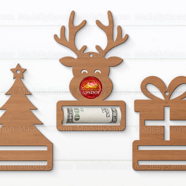 Christmas Money Clip Svg, Money Sign Christmas Ornament, Christmas Glowforge Svg, Money Gift Holder Svg, Gift, Reindeer Svg, Laser cut files