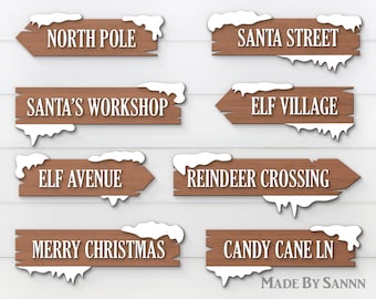 Christmas Street Signs Svg, Christmas Sign Svg, Christmas Decor Svg, Wood Street Signs, Road Sign, Bar Sign, Christmas Glowforge Svg