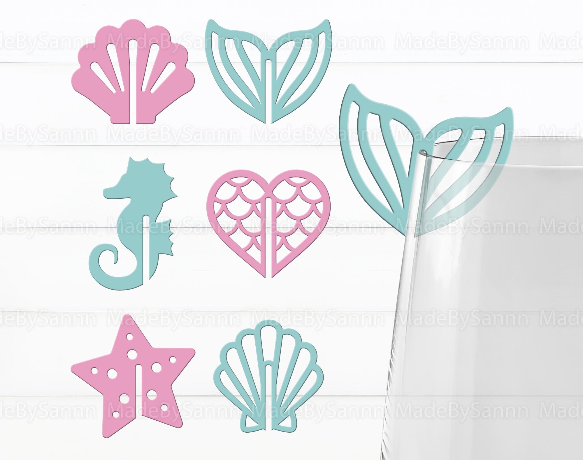 Summer Glass Marker Tags, Ocean Drink Tags Svg, Ocean Decor, Summer Glass Marker Svg, Glass Charm, Mermaid Tail Svg, Seashell Drink Tag Svg
