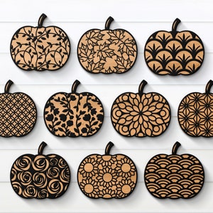 Pumpkin Bundle svg, Pumpkin Laser Cut Files, Boho Halloween svg, Patterned Fall Cut Files, Pumpkins Decor svg, Autumn Glowforge svg dxf