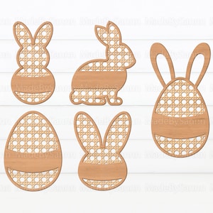 Paquete de caña de ratán de Pascua SVG, Conejito de Pascua SVG, Orejas de conejo SVG, Mimbre de ratán de Pascua, Huevo de Pascua Svg, Glowforge Svg, Archivos para Cricut