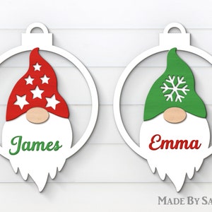 Kerstkabouter ornament SVG, kerstkabouters SVG, kerstbal SVG, Bauble SVG, Glowforge SVG, bestand voor CriCut silhouet, lasergesneden