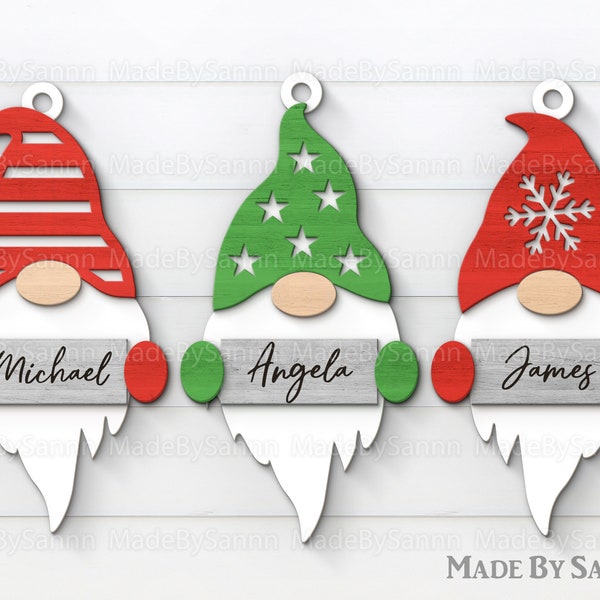 Gnome Christmas Ornament SVG, Christmas Gnomes Svg, Christmas Svg, Gnome SVG, Glowforge Svg, File for CriCut Silhouette, Laser cut, eps, dxf