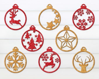 Christmas Ornament Bundle SVG, Christmas Signs Bundle SVG, Xmas Svg, Christmas Decor, Laser Cut File, Glowforge files, Christmas Bauble SVG