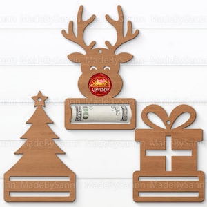 Weihnachts-Geldklammer-Svg, Geldschild-Weihnachtsschmuck, Weihnachts-Glowforge-Svg, Geldgeschenkhalter-Svg, Geschenk, Rentier-Svg, Lasergeschnittene Dateien