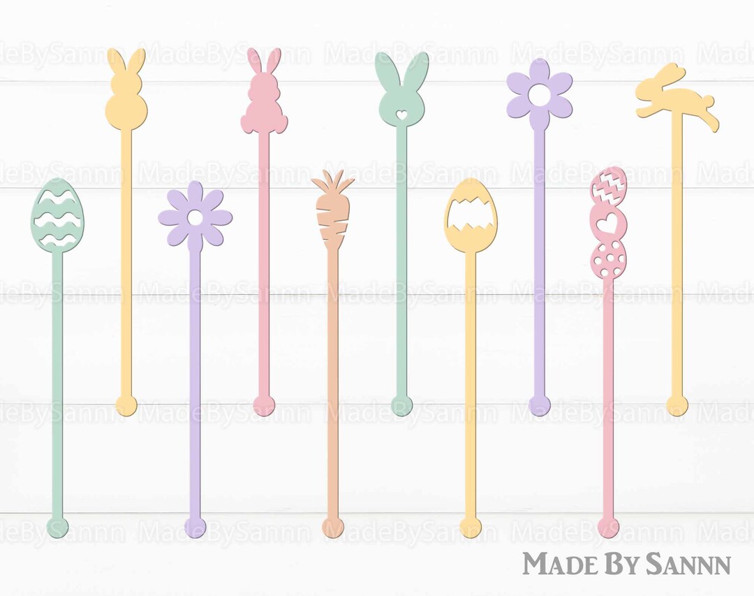 Easter Stir Swizzle Sticks SVG, Easter Drink Stirrers, Bunny Drink