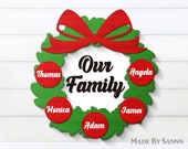 Christmas Door Hanger SVG, Family Christmas Sign SVG, Christmas Wreath SVG, Door Hanger Svg, Christmas Svg, Glowforge Files, dxf, eps