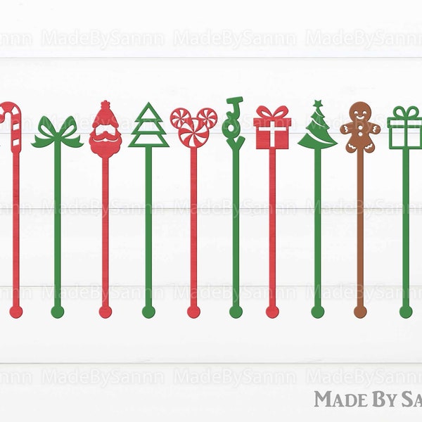 Christmas Drink Stirrers SVG, Christmas Stir Swizzle Sticks SVG, Glowforge Svg, Winter Svg, Christmas Svg, File For Cut, Christmas Decor